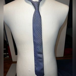 Calvin Klein grey and white polka dot tie.